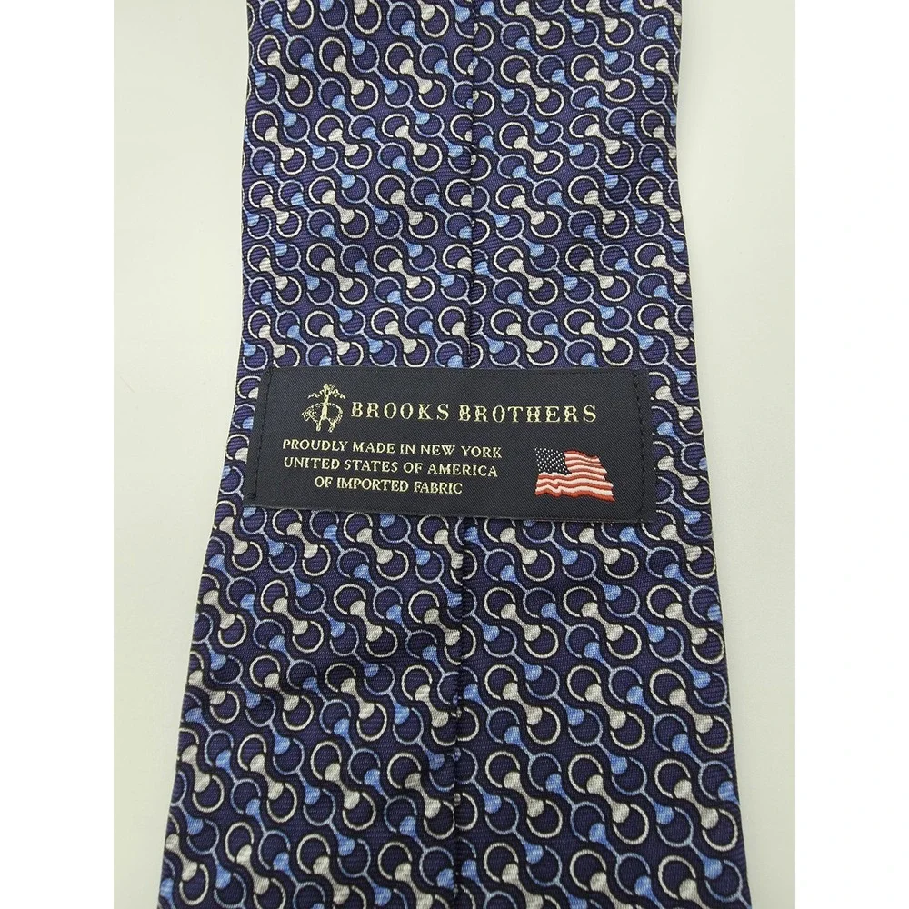 Brooks Brothers Geometric Blue Gray Tie 57.5